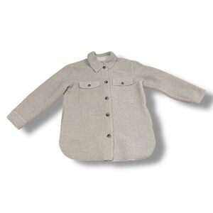 Joie Teddy Sherpa Oversized Shacket Cream Button Up Cozy Jacket Women’s Medium